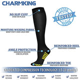 CHARMKING Compression Socks for Women & Men (8 Pairs) 15-20 mmHg Graduated Copper Support Socks are Best for Pregnant, Nurses - Boost Performance, Circulation, Knee High & Wide Calf (L/XL, Multi 32)