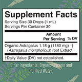 Astragalus Root | Sugar Free | USDA Organic | Astragalus Extract for Immune Support, Focus, and Cardiovascular Support | Astragalus Root Organic Liquid Drops | Non-GMO | Vegan | 1 Fl Oz