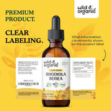 Rhodiola Rosea Tincture - Organic Rhodiola Supplement fot Stress & Mood Support - Rhodiola Root Liquid Extract - Vegan, Alcohol Free Drops - 2 fl oz