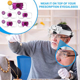 Dilzekui Headband Magnifying Glass with Light, Rechargeable Head Magnifying Glasses 1X to 14X, Magnifying Headset with 6 Detachable Lens, Hands Free Head Mount Magnifier for Close Work Reading Crafts