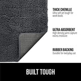 Gorilla Grip Soak Stopper Absorbent Indoor Chenille Doormat, 36x24, Muddy Dog Washable Mat, Quick Dry Soft Microfiber, Durable Rubber Backing, Absorbs Water and Moisture, Door Mat for Entry, Charcoal