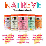 Natreve Vegan Protein Powder - 25g Plant Based Protein Powder with Probiotics and Amino Acids - Gluten Free Strawberry Shortcake, 18 Servings
