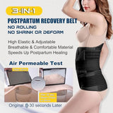 3 in 1 Postpartum Belly Band - Postpartum Belly Support Recovery Wrap, After Birth Brace, Slimming Girdles, Body Shaper Waist Shapewear, Post Surgery Pregnancy Belly Support Band (S/M, Black)