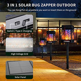 Solar Bug Zapper Outdoor Garden Flame Mosquito Zapper 3 in 1 Waterproof Flying Insect Killer lamp Hang or Stake in The Ground & Auto On/Off Pathway Decoration Lights for Garden Patio Yard, Black