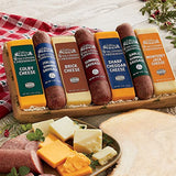 The Wisconsin Cheeseman Cheese and Sausage Combo - Featuring Colby, Brick, Sharp Cheddar, and Monterey Jack Cheese Bars, Italian, Original, and Garlic Summer Sausages, Nice Gift for Charcuterie Boards