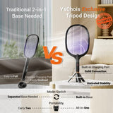 YsChois Electric Fly Swatter Racket, Rechargeable Fly Zapper - 4000 Volt, Exclusive 2-in-1 Bug Zapper Racket - USB Charging, 1800mAh Li-Battery, Indoor & Outdoor Use, Black