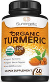 USDA Certified Organic Turmeric Supplement – Includes Organic Turmeric & Organic Black Pepper – 1,400mg of Turmeric per Serving - 60 Count (Pack of 1)