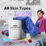 Codeage Teen Clearface Adolescent Face, Skin & Pimples, Vitamins A, C, D3, E, Pantothenic Acid, Niacin, Zinc Supplement Teenagers, Probiotics, L-Lysine, Omega-3, Oily Skin, Pores, Spots - 2 Pack