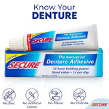 Secure Denture Adhesive Cream – 12-Hour Max Hold – Patented Waterproof Seal – Zinc Free – for Uppers Lowers & Partials – Food Grade Ingredients – FSA HSA Approved – 1.4 oz (6 Pack)
