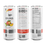 CELSIUS Peach Mango Green Tea, Functional Essential Energy Drink 12 Fl Oz (Pack of 12)