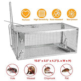 KOCASO 1-Pack Humane Rat Trap, 1-Door Small Live Chipmunk Trap That Work for Indoor Outdoor, Easy to Catch and Release Live Animal Trap Mouse Trap Cage for Rodent Mice Voles Hamsters, Metal & Reusable