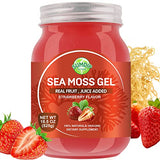 Sea Moss Gel, Organic Irish Seamoss Gel Immune and Digestive Support Vitamin Mineral Antioxidant Supplements,Strawberry 18.5oz