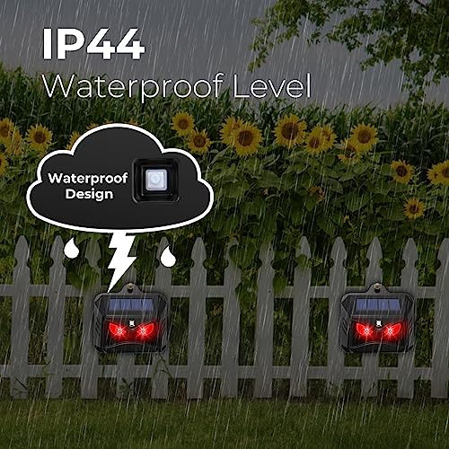 Solar Powered Nocturnal Animal Repeller, Predator Control Light Animal Repellent Device, Red Led Light Outdoor Deterrent Coyote Raccoon Deer Fox Skunk Squirrel for Garden Yard Farm Chicken Coop (4)