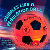 GlowCity Glow in The Dark Soccer Ball- Light Up, Indoor or Outdoor Soccer Balls with 2 LED Lights and Pre-Installed Batteries - Gift Ideas for Teen Boys and Girls (Youth (Size 4) - Red)