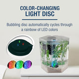 Tetra Bubbling LED Aquarium Kit 1 Gallon, Hexagon Shape, With Color-Changing Light Disc,Green (Packaging may vary) , 1 gallon (7.5 x 7.5 x 7.7")