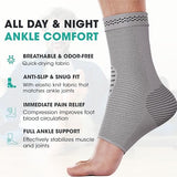 Modvel Ankle Brace for Women & Men - 1 Pair of Ankle Support Sleeve & Ankle Wrap - Compression Ankle Brace for Sprained Ankle, Achilles Tendonitis, Plantar Fasciitis, & Injured Foot - Medium, Gray