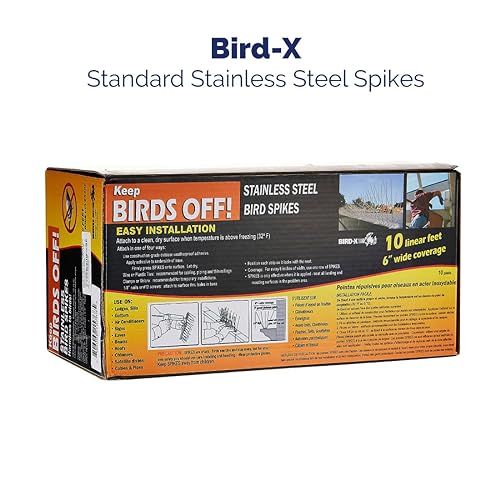 Bird-X (STS-10-R) STAINLESS STEEL SPIKES-10' Standard, 10 feet, Silver