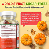 Sugar-Free Pumpkin Seed Oil Gummies (4,000mg/serving) Pumpkin Seed Oil for Hair Growth, Youthful Skin, Prostate Health, Immune & Urinary Tract Support-Natural Source of Essential Fatty Acids-60 Chews