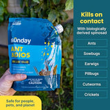 Sunday Ant Adios - Insect & Ant Killer - Outdoor Ant Killer Uses Spinosad to Eliminate Ants, Earwigs, Cutworms, & More - for Organic Gardening - Treats 4,000 sq ft - Results in 3-14 Days - 2lbs