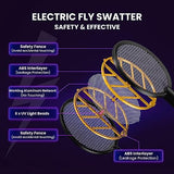 COKIT Electric Fly Swatter Racket, Mosquito Killer Bug Zapper Indoor, UV LED Light Fly Zapper 3500V with Wall Bracket, Rechargeable Insect Killer for Gnats, Mosquitoes, Moths, 1 Pack (Black+Yellow)