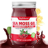softbear Sea Moss Gel Organic Raw 12 OZ Wildcrafted Irish Seamoss Gel Rich in 92 Vitamins & Minerals for Immune Digestive Support Vegan Superfood Sea Moss Supplement Cranberry Flavor