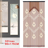 YIYIBYUS 90x175CM / 35.4 x 68.9 Inches 32pcs Beaded Natural Wood Bead Curtain Removable Entrance Partition Curtain Bamboo Doorway Bead Bohemian Curtain (90 x175CM)