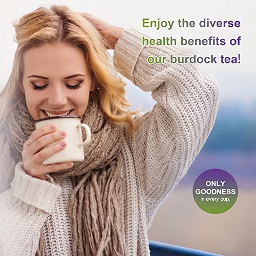 Organic Burdock Root Herbal Tea with Dandelion Root Loose Leaf Blend for Detox, Digestion & Improving Liver Health, Non-GMO, Caffeine Free, 40 Tea Bags