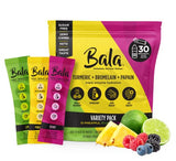 BALA Hydration Turmeric Drink Mix Packet | Sugar Free Electrolyte Powder, Muscle Recovery, Immune Support, Joint Relief | Plant-Based Enzymes, Bromelain -Variety (30 Pack)