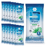MED PRIDE Rinse Free XL Bathing Wipes [12 Packs = 96 Wipes] Soft Thick Microwavable Waterless Shower Adult Wipes- Disposable Bedridden Aloe Vera Body Wash Wipes For Camping, Traveling