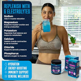 KEY NUTRIENTS Electrolytes Powder No Sugar - Tempting Blue Raspberry Electrolyte Powder - Hydration Powder - No Calories, Gluten Free Keto Electrolytes Powder Packets (20, 40 or 90 Servings)