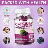 Calcium Magnesium Zinc with Vitamin D3 Supplement, Sugar Free Calcium Gummies for Women Men, High Absorption Zinc Gummies for Bone & Muscle & Immune Health, Vegan Elderberry Flavor - 60 Count