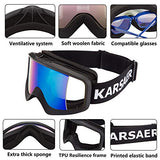 Karsaer Ski Goggles Anti-Fog Snow Goggles OTG 100% UV Protection Snowboard Goggles Bendable Dual-Lenses for Men Women Youth