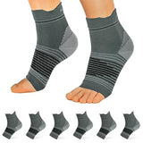 Plantar Fasciitis Sock (6 Pairs) for Men and Women, Compression Foot Sleeves with Arch and Ankle Support (Dark Grey, Small)