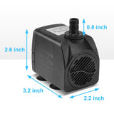 DaToo 400GPH 25W Submersible Water Pump Fountain Pump Ultra Quiet For Aquariums Fish Tank Pond Fountain Statuary Water Feature Hydroponics