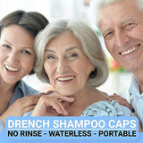 Drench No Water Rinse Free Shampoo Caps - Waterless Shampoo and Conditioner - Dry Hair Wash Caps for Elderly or Bedridden - Contains Aloe Vera, Vitamin E and Provitamin B5-24 Count (Pack of 1)