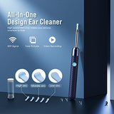 Ear Wax Removal - Earwax Remover Tool with 8 Pcs Ear Set - Ear Cleaner with Camera - Earwax Removal Kit with Light - Ear Camera with 6 Ear Spoon - Ear Cleaner for iOS & Android (Blue)