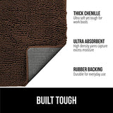 Gorilla Grip Soak Stopper Absorbent Indoor Chenille Doormat, 36x24, Muddy Dog Washable Mat, Quick Dry Soft Microfiber, Durable Rubber Backing, Absorbs Water and Moisture, Door Mat for Entry, Brown