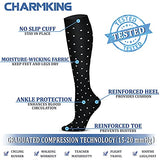 CHARMKING Compression Socks for Women & Men (8 Pairs) 15-20 mmHg Graduated Copper Support Socks are Best for Pregnant, Nurses - Boost Performance, Circulation, Knee High & Wide Calf (L/XL, Multi 42)