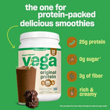 Vega Original Protein Powder, Creamy Chocolate Plant Based Protein Drink Mix for Water, Milk and Smoothies, 32.5 oz