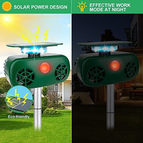 Animal Repellent Ultrasonic Outdoor, New Solar Animal Repeller, Animal Repeller Motion Activated Waterproof, Solar Ultrasonic Animal Repeller with Motion Sensor & Flash Lights for Yard Garden Farm