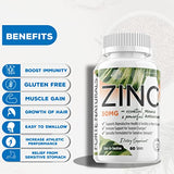 FORTE NATURALS 60 Zinc Supplements Specially Formulated for Sensitive Stomachs, Vitamins for Adults Daily Supplement Vegan 50mg, Non GMO, Easy to Swallow Zink Vitaminas