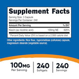 Nutricost Niacin (Vitamin B3) 100mg, 240 Capsules - with Flushing, Non-GMO, Gluten Free