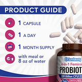 Surebounty Probiotics for Women, 120 Billion CFU 34 Strains, Prebiotics + Digestive Enzymes + Cranberry, Highest Potency, 4-in-1 Feminine Probiotic, Digestive, Vaginal, Mood, Immune Support, 30 Caps