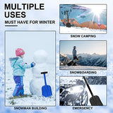 CARTMAN 32.5 Inch Folding Emergency Snow Shovel 3 Piece Aluminum Lightweight Portable Sport Utility Shovel for Car Trunk Camping Garden Beach with Ice Scraper Carrying Bag, Blue