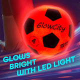 GlowCity Glow in The Dark Soccer Ball- Light Up, Indoor or Outdoor Soccer Balls with 2 LED Lights and Pre-Installed Batteries - Gift Ideas for Teen Boys and Girls (Youth (Size 4) - Red)