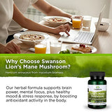 Swanson Lion's Mane Mushroom Capsules - 500 mg Each, 60 Capsules - Herbal Supplement Supporting Cognitive Function (4 Pack)