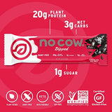 No Cow Chocolate Dipped Protein Bars, 20g Plant Based Vegan Protein, Keto Friendly, Low Sugar, Low Carb, Low Calorie, Gluten Free, Naturally Sweetened, Dairy Free, Non GMO, Kosher, Chocolate Sea Salt, 12 Pack