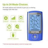 AUVON Rechargeable TENS Unit Muscle Stimulator, 24 Modes 4th Gen TENS Machine with 8pcs 2"x2" Premium Electrode Pads for Pain Relief