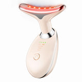 Firming Wrinkle Removal Device for Neck Face, Double Chin Vibration Facial Massager with Three Uses LED Heat Modes for Skin Care Tightens and Lifts (Pink)