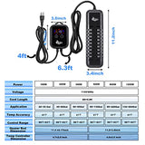 AQQA Submersible Aquarium Heater,100W/200W/300W/500W/800W/1200W Fish Tank Heater,External Temperature Controller LED Temperature Display,Suitable for Saltwater and Freshwater